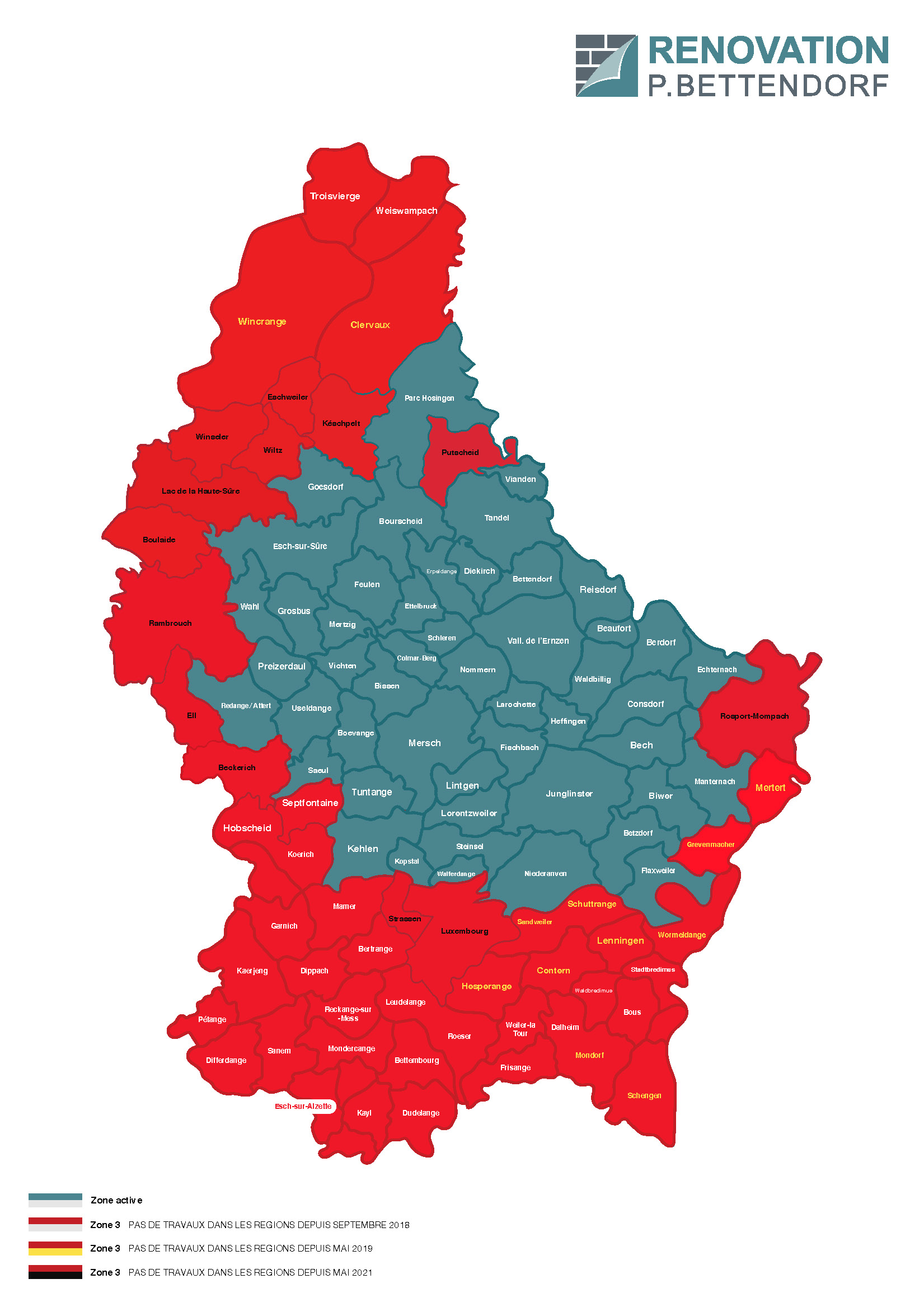 Carte des Localités concernées